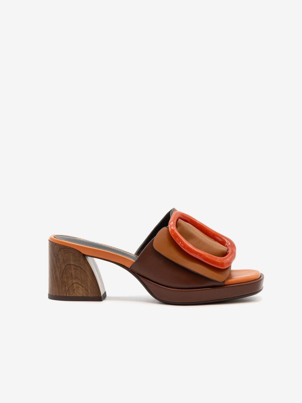 NOA HARMON Ciabatta tc 5 cm pelle + accessorio Cuoio