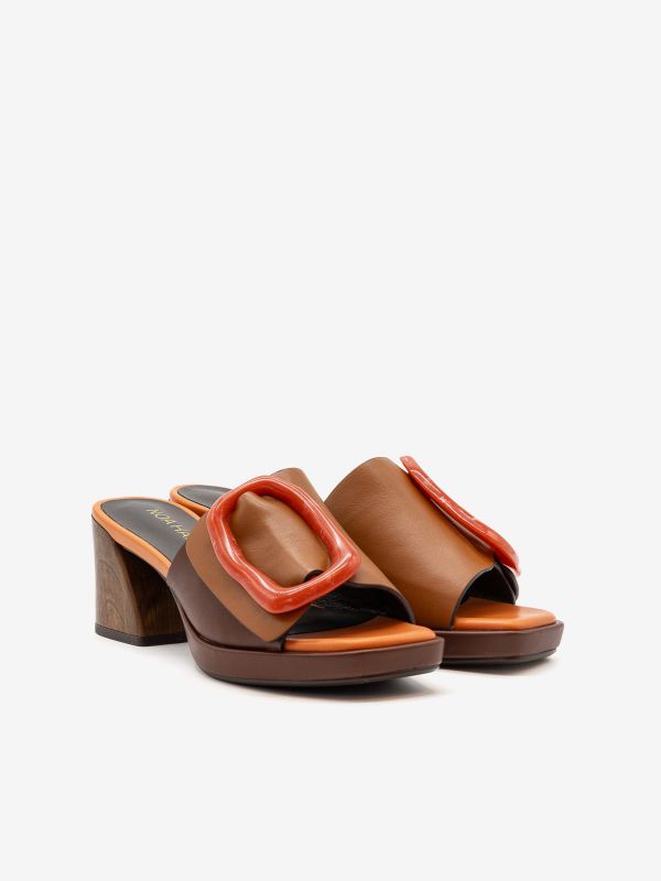 NOA HARMON Ciabatta tc 5 cm pelle + accessorio Cuoio