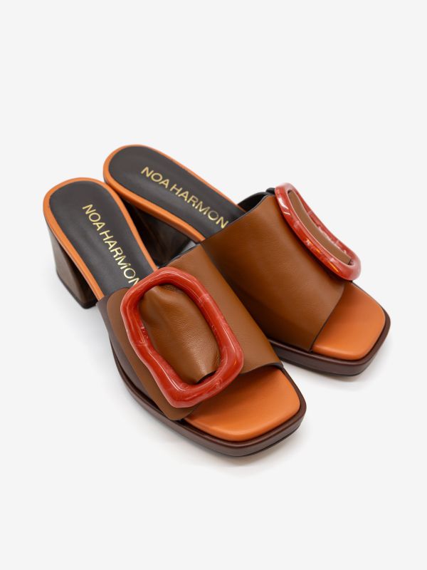 NOA HARMON Ciabatta tc 5 cm pelle + accessorio Cuoio