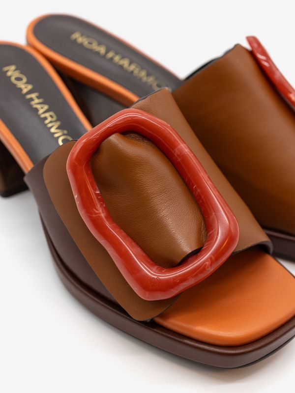 NOA HARMON Ciabatta tc 5 cm pelle + accessorio Cuoio