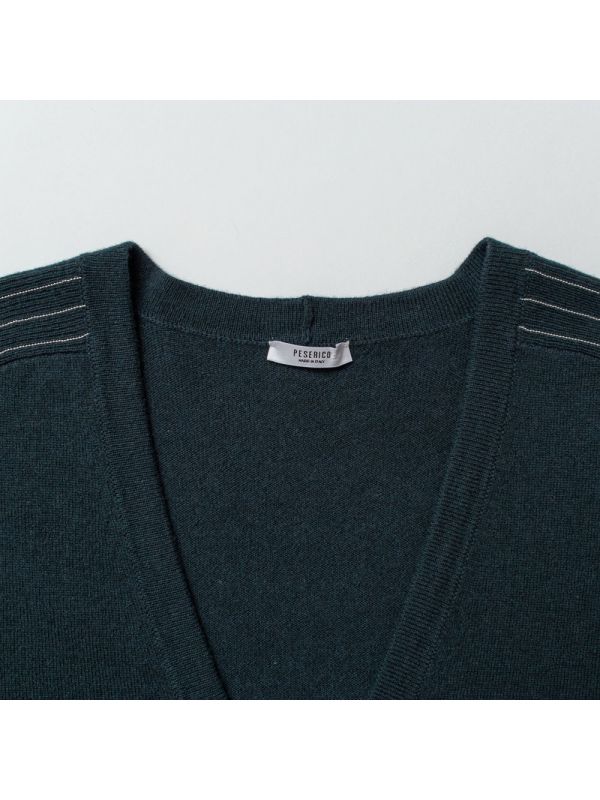 PESERICO Cardigan con bottoni frontali con punti luce Verde bottiglia