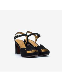CHIE MIHARA Sandalo camoscio tacco 90 con plateau Nero