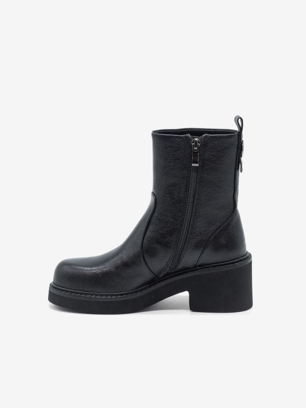 JEANNOT Stivaletto tc 5 pelle con cerniera Nero