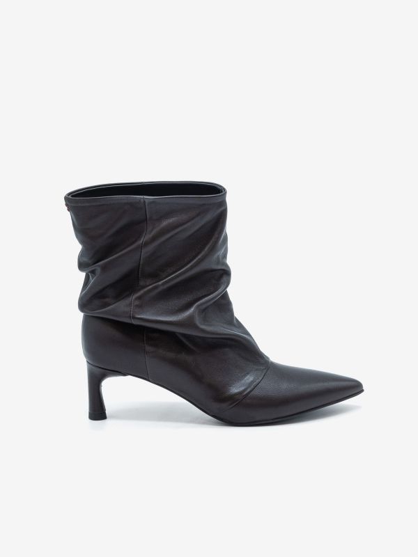 HALMANERA Stivaletto tc 5 cm gambale arricciato Marrone