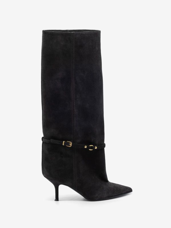 LELLA BALDI Stivale camoscio con fibbia tc 70 Testa di moro