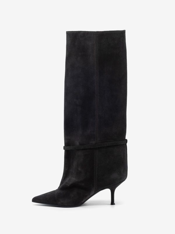 LELLA BALDI Stivale camoscio con fibbia tc 70 Testa di moro