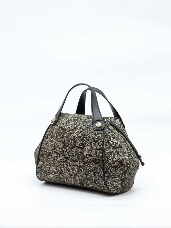 BORBONESE Borsa bauletto medio tessuto classico con tracolla 