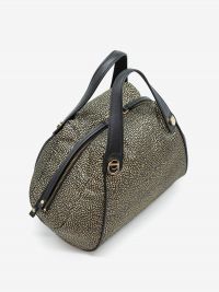 BORBONESE Borsa bauletto medio tessuto classico con tracolla 