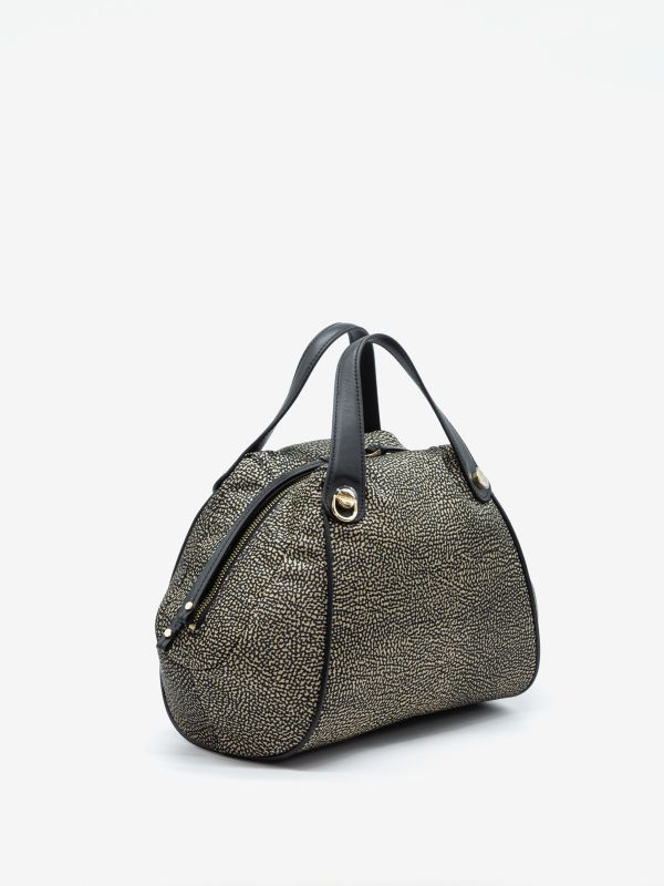 BORBONESE Borsa bauletto medio tessuto classico con tracolla 