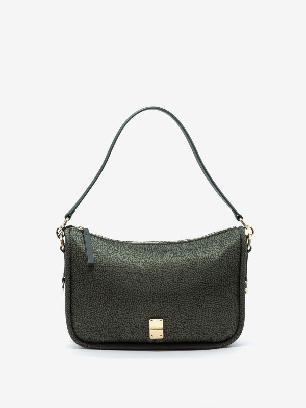 BORBONESE Borsa hobo un manico media tessuto Verde