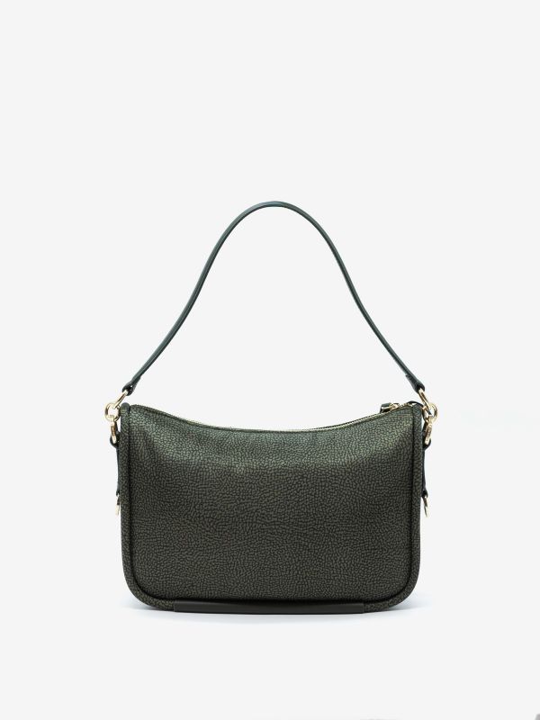 BORBONESE Borsa hobo un manico media tessuto Verde