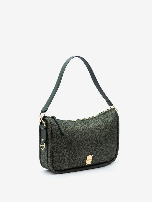 BORBONESE Borsa hobo un manico media tessuto Verde