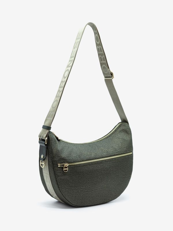 BORBONESE Luna bag con cerniera tessuto Verde