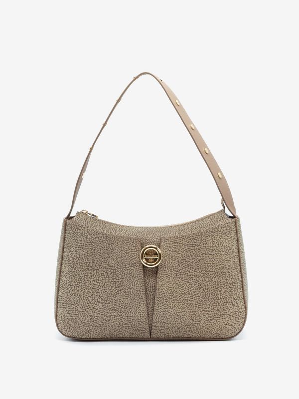 BORBONESE Borsa hobo graffiti media taupe 