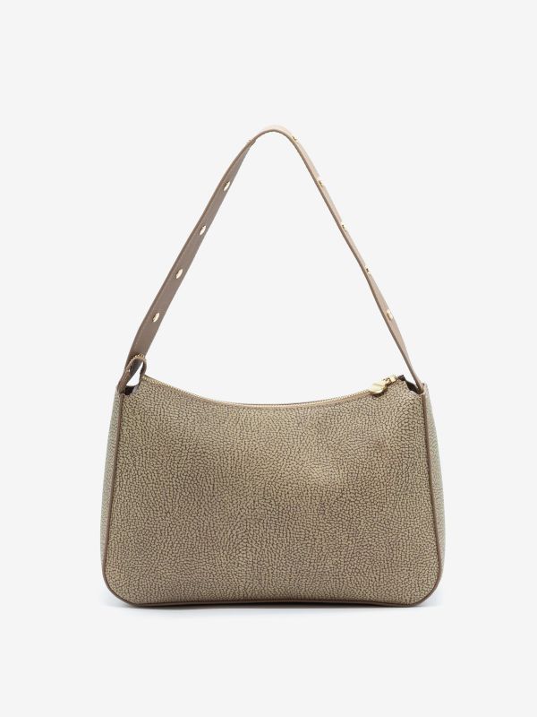 BORBONESE Borsa hobo graffiti media taupe 