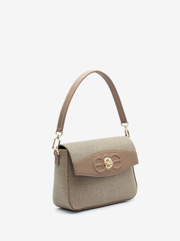 BORBONESE Borsa piccola un manico graffiti + riporto taupe 