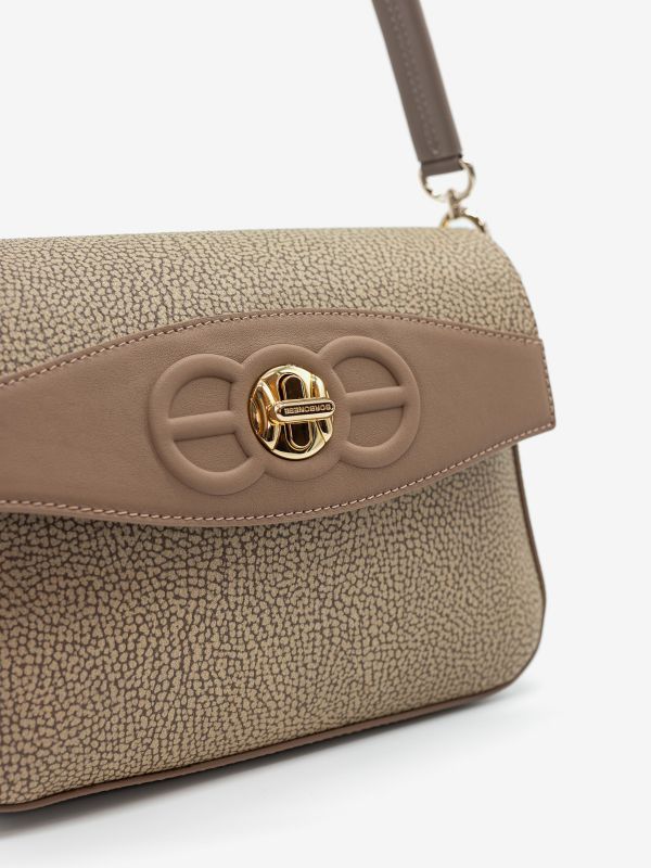 BORBONESE Borsa piccola un manico graffiti + riporto taupe 