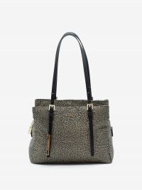 BORBONESE Borsa shopping piccola con due tasche tessuto classico 