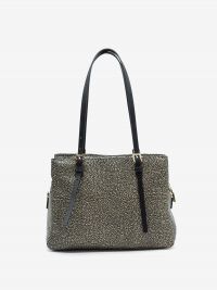 BORBONESE Borsa shopping piccola con due tasche tessuto classico 