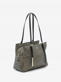 BORBONESE Borsa shopping piccola con due tasche tessuto classico 