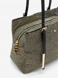 BORBONESE Borsa shopping piccola con due tasche tessuto classico 