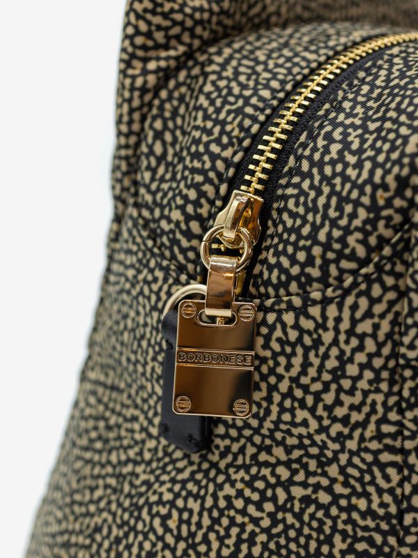 BORBONESE Borsa shopping piccola con due tasche tessuto classico 