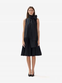 P.A.R.O.S.H. Abito midi smanicato taffetà con plissè Nero