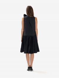 P.A.R.O.S.H. Abito midi smanicato taffetà con plissè Nero