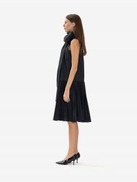 P.A.R.O.S.H. Abito midi smanicato taffetà con plissè Nero