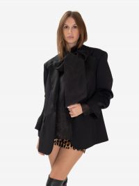P.A.R.O.S.H. Blazer frescolana oversize con revers satinati Nero