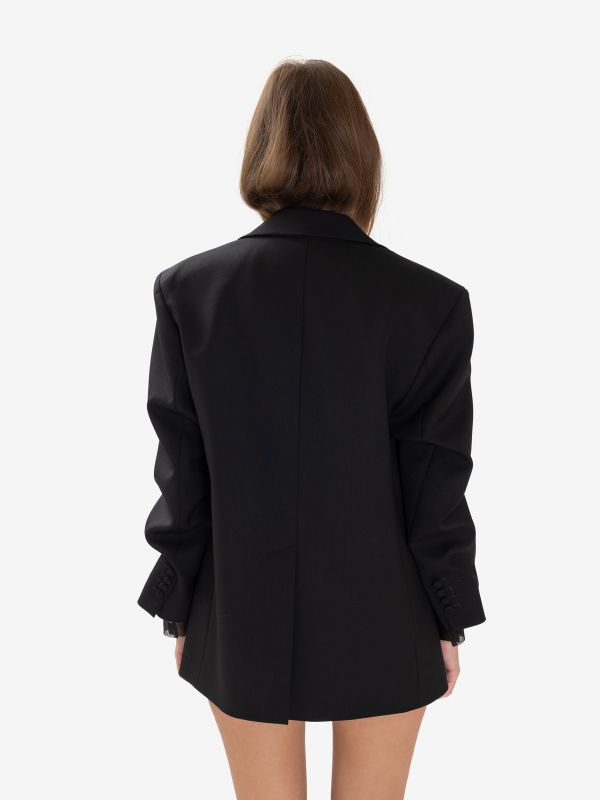 P.A.R.O.S.H. Blazer frescolana oversize con revers satinati Nero