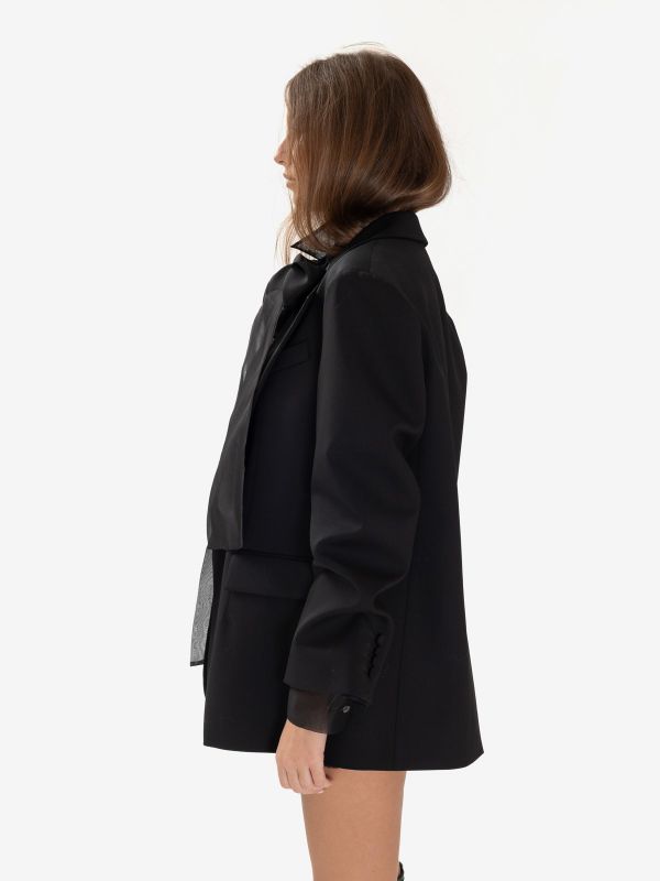 P.A.R.O.S.H. Blazer frescolana oversize con revers satinati Nero