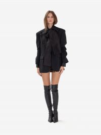 P.A.R.O.S.H. Blazer frescolana oversize con revers satinati Nero