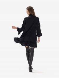 P.A.R.O.S.H. Abito corto seta m/c con rouches Nero