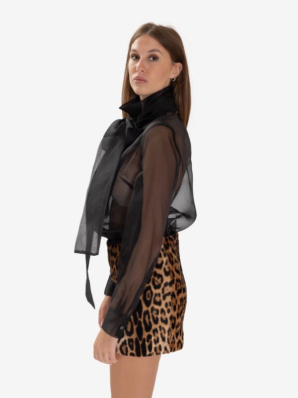 P.A.R.O.S.H. Camicia organza con sciarpetta Nero