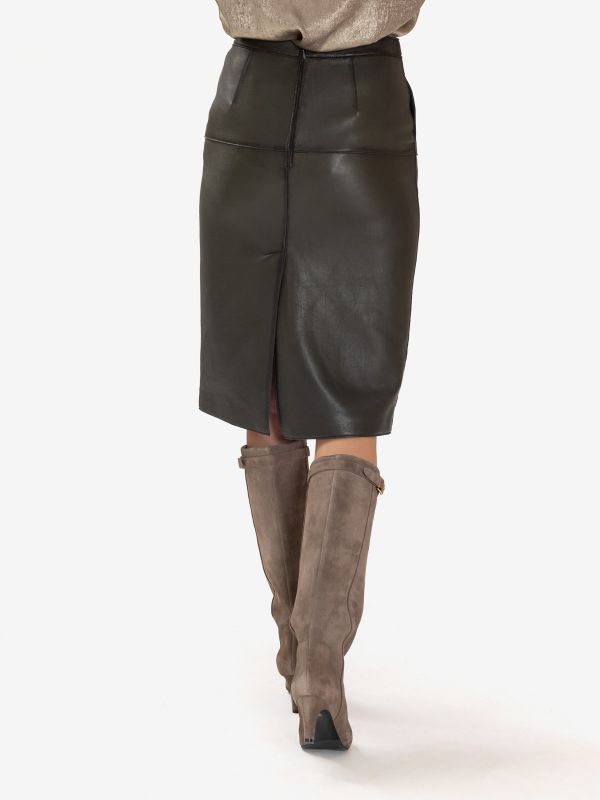 P.A.R.O.S.H. Gonna tubino pelle Verde oliva