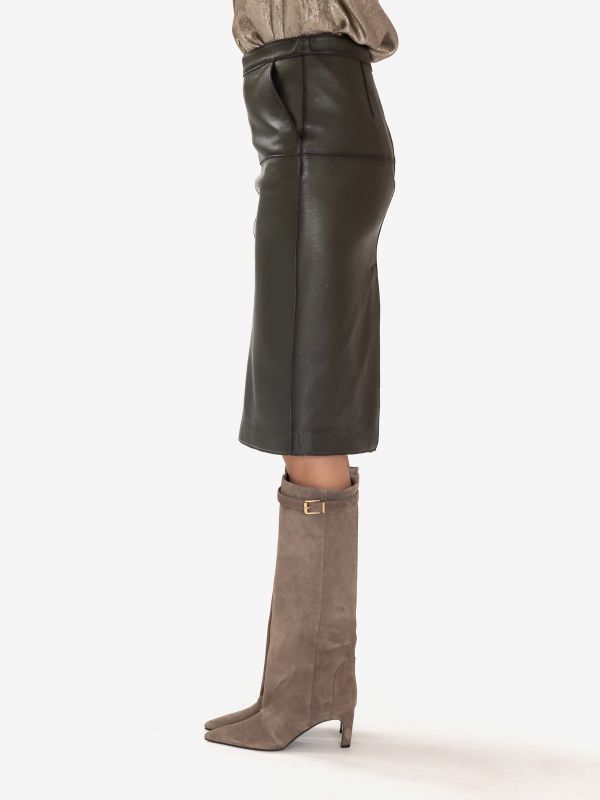 P.A.R.O.S.H. Gonna tubino pelle Verde oliva