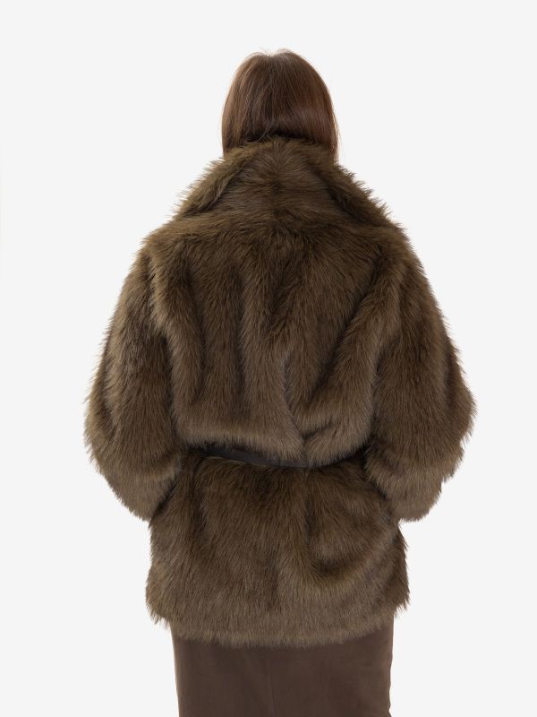 P.A.R.O.S.H. Giacca pelliccia corta con cintura Verde