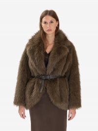 P.A.R.O.S.H. Giacca pelliccia corta con cintura Verde