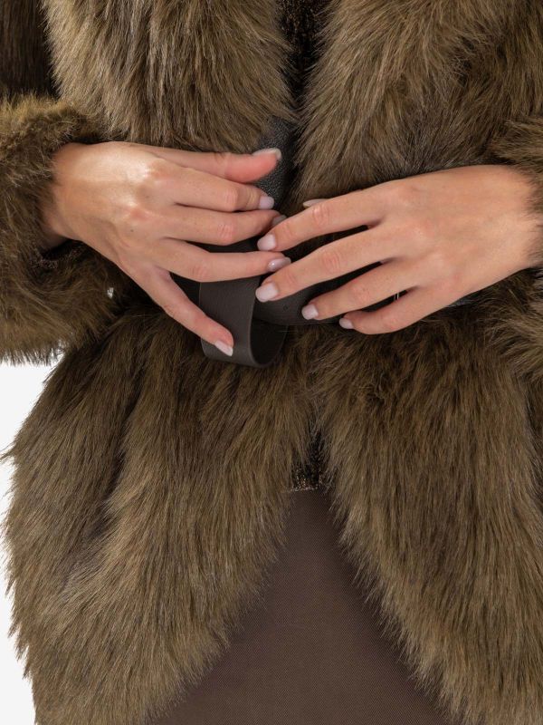 P.A.R.O.S.H. Giacca pelliccia corta con cintura Verde