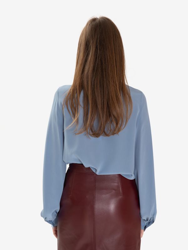 P.A.R.O.S.H. Camicia seta con sciarpetta Celeste polvere