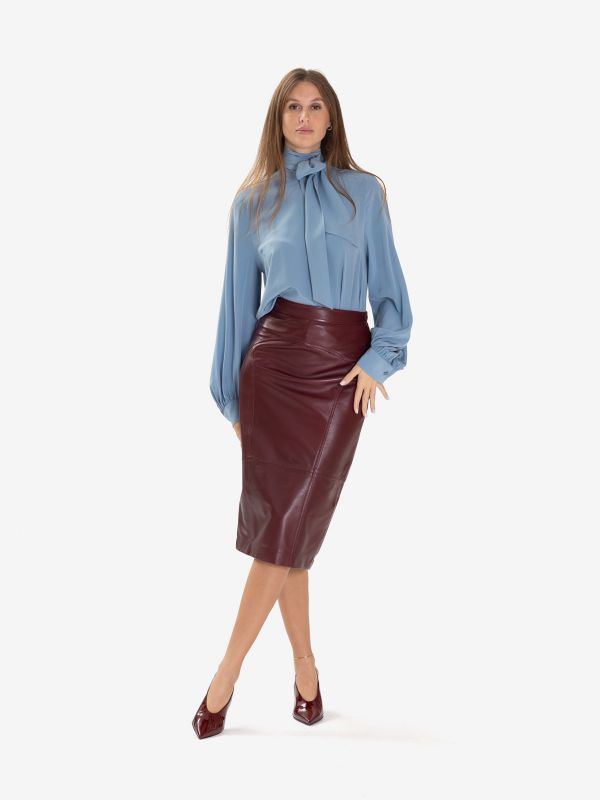 P.A.R.O.S.H. Camicia seta con sciarpetta Celeste polvere