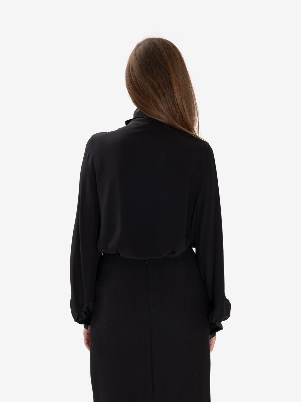 P.A.R.O.S.H. Camicia seta con sciarpetta Nero