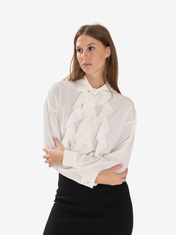P.A.R.O.S.H. Camicia seta con rouches Panna