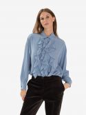 P.A.R.O.S.H. Camicia seta con rouches Panna