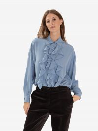 P.A.R.O.S.H. Camicia seta con rouches Celeste
