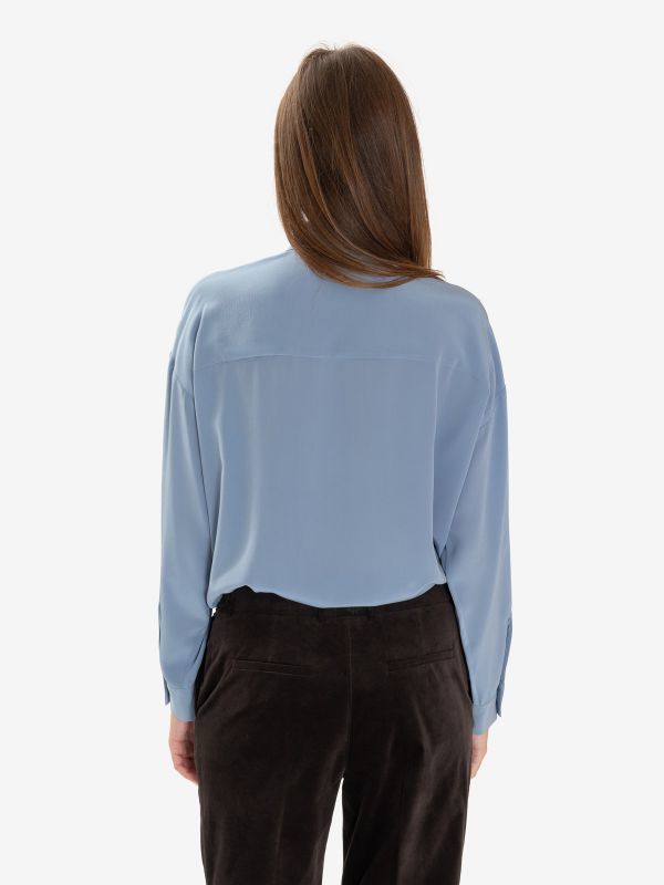 P.A.R.O.S.H. Camicia seta con rouches Celeste