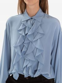 P.A.R.O.S.H. Camicia seta con rouches Celeste