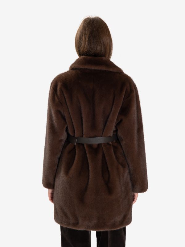 P.A.R.O.S.H. Ecopelliccia corta + cinta Marrone