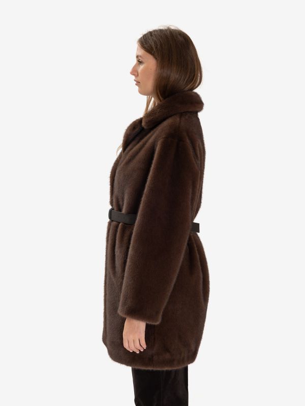 P.A.R.O.S.H. Ecopelliccia corta + cinta Marrone